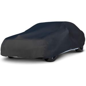 Budge Indoor Stretch Car Cover, Premium Dustproof Protection with Soft Fleece Lining, Breathable Indoor Car Cover Fits Vehicles up to 200 Inches, Black