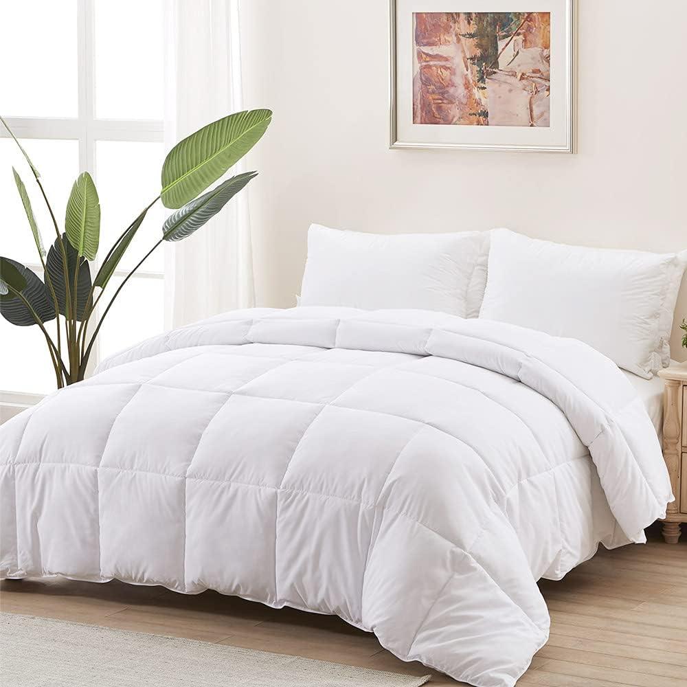 ACCURATEX Duvet Insert Queen Comforter - 400GSM Fluffy Down Alternative Fill Hotel Collection Heavyweight Comforter, Warm Thick Duvet for Fall Winter, 8 Corner Tabs - Machine Washable,White,90x90