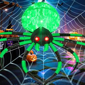 6 FT Halloween Inflatable Spider Outdoor Decoration with Green Light, Blow Up Yard Spider Inflatables Holiday for Outdoor Garden Lawn Decor (Green)