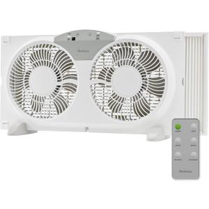HOLMES 9" Twin Digital Window Fan, Reversible Airflow Blades, In/Out Exchange, 3 Speeds, Built-In Extender Panels, Ideal for Home, Bedroom or Office, Remote Control, White