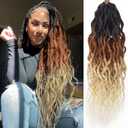 Faux Locs Crochet Hair 24Inch Goddess Locs Crochet Hair, 6Packs Pre Looped Wavy Locs Soft Locs Curly Ends Dreadlocks Faux Crochet Locs Synthetic Crochet Braids Hair Extensions (1B/30/613, 24'')