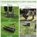 Lawn Aerator, 21 Pre-Assembled Metal Spikes, Automatic Dirt & Leaves Clean, Ergonomic Design, Soil Lawn Aerating Tools for Yard Lawn and Garden, Lawn Aerator Spikes aerating Tool