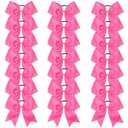 Oaoleer 21PCS 8" Large Cheer Bows Hot Pink Bows Jumbo Cheerleader Bow with Ponytail Holder Elastic Band Handmade for Cheerleading Teen Girls College Sports