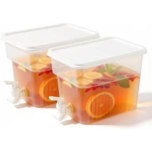 BEWBBAT 2 Pack 1.3 Gallon Fridge Drink Dispenser with Spigot, Leak-proof Plastic Beverage Drink Dispenser Refrigerator Iced Juice Lemonade Dispenser For Party, Bar