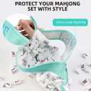FUYIHGL® Mahjong Tiles Bag with Zipper - Empty Clear Carrying Storage Holder Case with Embroidery Lettering Up to 166 Tiles - American Mah Jongg Accessories and Gifts for Travel Club Party Game Night
