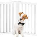 PETMAKER Pet Gate  Dog Gate for Doorways, Stairs or House  Freestanding, Folding, Accordion Style, MDF Wooden Indoor Dog Fence (4 Panel, White)