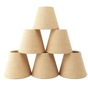 Small Lamp Shade Set of 6 Chandelier Shades 3" X 6" X 5" Burlap Lampshade Clip On Bulb Farmhouse Chandelier Shade