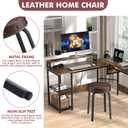 Sofeya Bar Stool Set of 2, 18.5 Inch Backless Round Faux Leather Stool with Metal Legs, Modern Stackable Upholstered Seated Short Bar Stools Chairs for Dining Room, Kitchen, Party, Brown