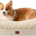 EHEYCIGA Orthopedic Dog Bed for Medium Dog, 35x22x6.5 Inch Memory Foam Dog Couch Bed with Sides, Waterproof Liner & Washable Removable Cover, Bolster Pet Sofa, Beige