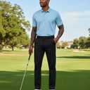 Mens Slim Fit Golf Pants, Lightweight Comfortable Dress Pants Slacks Trousers for Work & Casual with Pockets, 30"/32"/34" (Black)