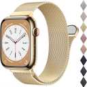 BELONGME Mesh Metal Loop Compatible with Apple Watch Band Women Men, Stainless Steel Strap with Magnetic Clasp for iWatch Bands (Golden), Size: 38mm/40mm/41mm/42mm(series 11 10)