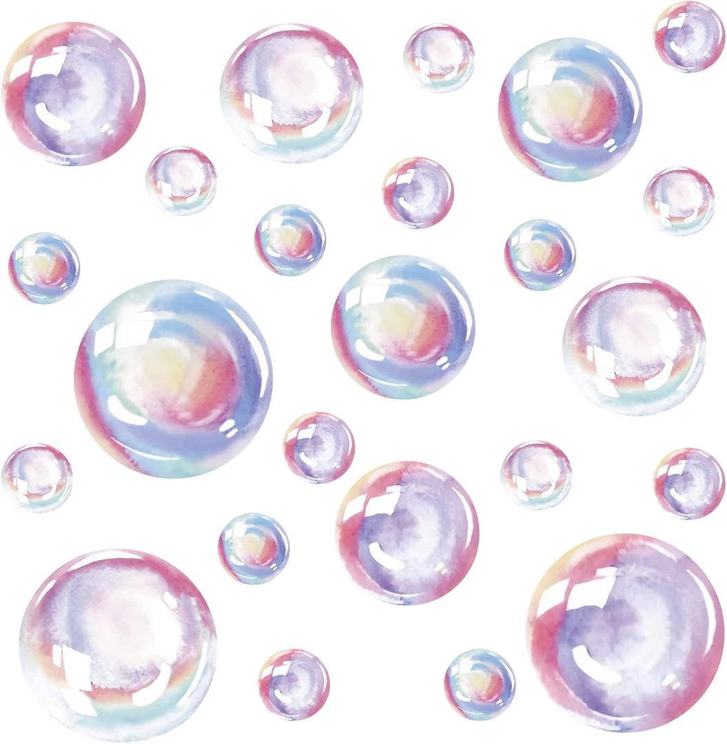 Marspark 24 Pcs Bubble Cutouts Iridescent Paper Wall Cutouts Bubble Party Decorations Assorted Size for Home Wall Decor Mermaid Ocean Themed Birthday Party Backdrop Decorations, 4", 8", 11"
