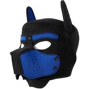 Neoprene Puppy Face Muzzle Dog Removable Full Head Hood Mask With Ears (Blue, One Size)