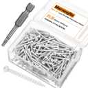MorningRo #8 x 2 (Approx. 240 Pcs) White Trim Screws 2 lb Box, Durable Wood Screws, Serrated Thread for Secure Fastening, Avoid Cam Out, with a Drill Bit