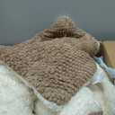 LLanCL 3D Jacquard Design Comforter Set, Luxury Cozy Sherpa Fur Plush 3Pieces UltraSoft Warm Sets Bedding with 2 Pillowcases (Queen Size 90"x90", Beige)