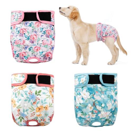 ZINGTERRA 3Pack Reusable Dog Diapers Female,Washable Diaper for Doggie,Highly Absorbent Dog Diaper,Adjustable Leakproof Puppy Girl Dog Diapers for Heat,Incontinence,Period Doggy Nappies XXL