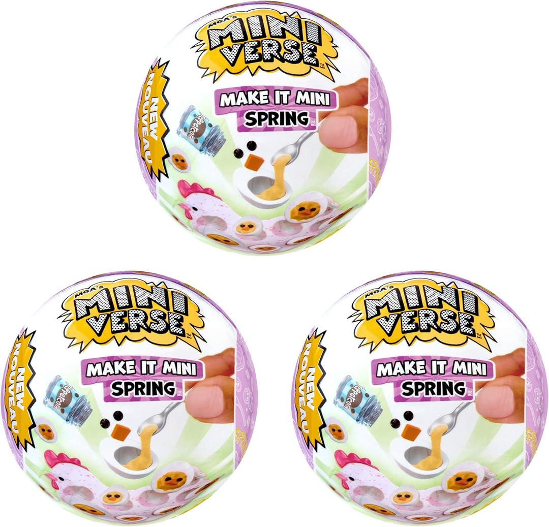MGA's Miniverse Make It Mini Make It Mini Spring (3 Pack) - Spring, Seasonal, Easter, Blind Pack, DIY, Crafts, Activity, Resin Play, Replica Food, NOT Edible, Collectors, 8+