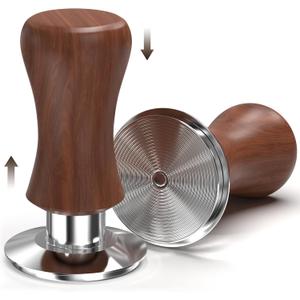 KYONANO 53.3mm Espresso Tamper, 30lb Spring-Loaded Calibrated Coffee Tamper, 304 Stainless Steel, Cuibourtia Wooden-Handle, Barista Tamper Suit for Over 53MM Espresso Portafilter (Brown)