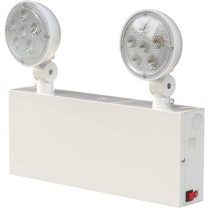 New York Certified LED Emergency Light, White Housing with Backup Battery, Two Adjustable Lamps Heads, 120-277V, Commercial Grade, Fire Resistant, UL Certified NYC-100 (2 Heads)