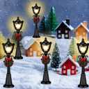 Treela Christmas Lamp Post Village Accessories Mini Street Lamp Dollhouse Streetlight Models Miniature Xmas Village Pathway Lantern Gifts for DIY Micro Landscape Garden Accessories(12 Pcs,Simple)