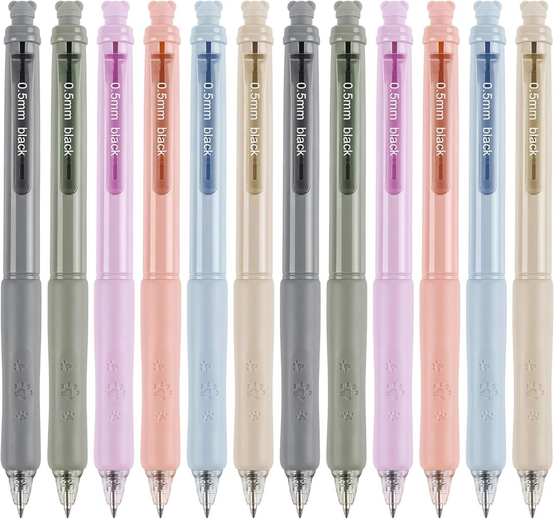 Linbsunne Erasable Pens 0.5mm Gel Ink Pens for School Office Fine Point Pens Smooth Writing Work Pen with Erasers (12-count,Black Ink)