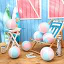 MiniInflat 12 Pcs 16" Pastel Inflatable Beach Balls Bulk Jumbo Macaron Rainbow Beach Balls Blow up Pool Game Toys for Kid Adult Summer Swimming Luau Hawaiian Party Decorations
