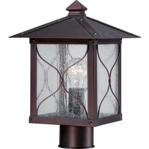 Nuvo Lighting 60/5615 Vega Post One Light Lantern 100-watt Outdoor Porch and Patio Lighting with Clear Seeded Glass, Classic Bronze