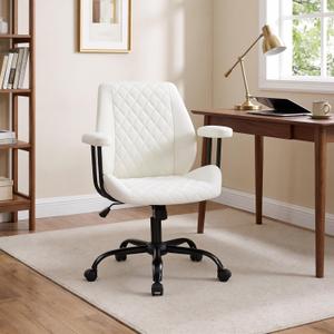 Volans Swivel Computer Desk Chair with Casters, Mid Back, Ivory White