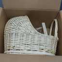 Wicker Baby Carriage Wicker Stroller for Baby Shower Vintage Woven Rattan Flower Basket Decorative Cart Storage with Handle for Floral Arrangement Wedding Photo Props(Cream,20 in)