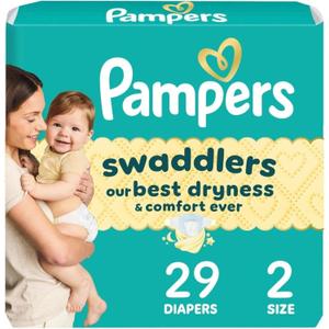 Pampers Swaddlers Diapers, Size 2 (10-22 lbs), 29 Count, Absorbent, Keeps Baby Dry and Comfortable, Skin Safe Disposable Baby Diaper 