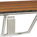 Seachrome 32-inch x 15-inch in ADA Folding Wall Mount Bathroom Shower Seat Bench, Teak Phenolic Seat