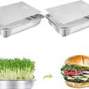 CYPUHL Stainless Steel Sprouting Trays for Sprouts Kit 2-Tier 10.4 ", Microgreens Growing Trays, Seed Sprouting Tray, Sprouts Maker with Encrypted Mesh Sprouts for Beans Alfalfa Broccoli Wheat Grass