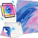Shorogyt for iPad Air 11 Inch Case M3 2025&M2 2024/Air 5th Generation 2022/Air 4th Gen 2020/Pro 11 Inch Case Magnetic Stand for Women - Cute 360 Degree Rotating Cover Girls Pencil Holder,Blue Painting (For iPad Air 11 2025/2024/5th/4th/Pro 11 Inch, Blue Painting)