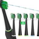 Replacement Toothbrush Heads for All Waterpik Sonic Fusion Models (SF-01, SF-02, SF-03, and SF-04 Series), Compact, with Covers, 5 Count, Black