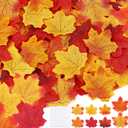 Fall Leaves Set 7 Colors Artificial Autumn Maple Leaf Decor with 100 Glue Dots Perfect for Wreath and Bouquet Making, Weddings, Halloween, Thanksgiving Decoration