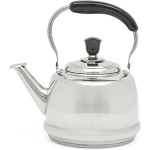 Martha Stewart Kingstree Large 2 Qt Stainless Steel Tea Kettle  Heavy Gauge Durable Whistling Tea Kettle for Stove Top, Easy Pour, Classic Design