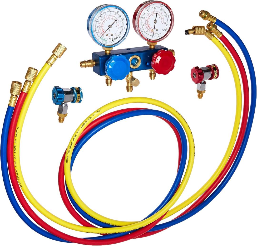 Robinair (49134A) R134 Aluminum Manifold, Hose Set and Service Couplers,MultiColor
