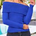 PRETTYGARDEN Off The Shoulder Sweater for Women 2026 Fall Fashion Cute Long Sleeve Tops Winter Ribbed Pullover Knit Outfits (M)