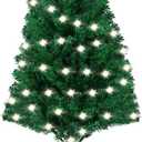 3ft Artificial Christmas Tree, Tabletop Christmas Pine Tree with Light Metal Stand Base for Christmas Home Office Holiday Decoration, Green