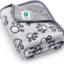 Luciphia Premium Soft Dog Blanket for Small Medium Large Dogs Washable 300GSM Fluffy Warm Fleece Puppy Cat Paw Print Pet Flannel  Grey Paw M(30"x20")