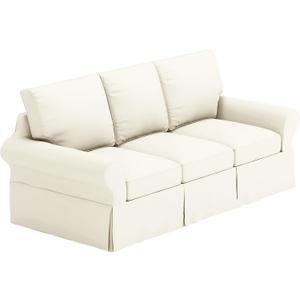 The Sofa Cover is 3 Seat Sofa Slipcover Replacement. It Fits Pottery Barn PB Basic Three Seat Sofa (Cotton Yellow)