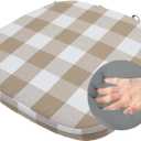 Chair Cushion with Ties for Dining Chairs - Memory Foam Non Slip Kitchen Chair Pad and Seat Cushion with Machine Washable Cover [16.5 x 16.2 Inches] - (Brown White,1)