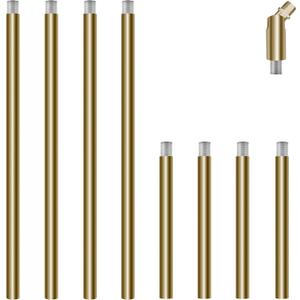8 Pieces M10 Threaded Extension Poles Lighting Fixture Downrods Stems & 180 Degrees Sloped Ceiling Adapter Kits for Pendant Light, Island Lighting, Chandeliers (Brass)