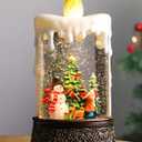 Snowman Christmas Snow Globe Lantern, Lighted Christmas Decorations for Home Candle Shaped Snow Lantern with Music Timer Glittering, Home Decor Festival Gife, USB & Battery Operated