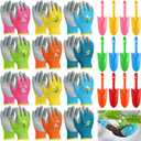 Mini Colorful Metal Hand Shovel and Glove Set Shovel Spade Gloves Digging Trowel Set Kids Gardening Gloves 8 Pcs