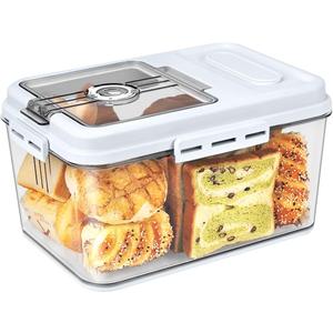 Dynta Large Bread Box for Kitchen Countertop 11.4 x 7.5 x 6.7 Inch Airtight Bread Storage Container Time Recording Bread Keeper with Lid for Toast, Loaf and Cookies (White)