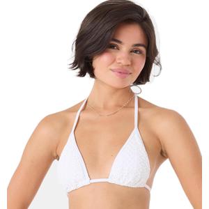 Roxy Women's Bikini Adjustable Straps, Removable Pads, UPF 50+, Quick-Dry, Swimwear Top, Beachwear (White)