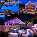 JMEXSUSS Red White and Blue Solar Lights, 8 Tube 144 LEDs Patriotic Solar Meteor Shower Lights Waterproof for Independence Day, Gardens, Tree, Outdoor 4th of July Decorations