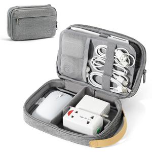 Travelkin Travel Electronic Cord Organizer Travel Case, Travel Cable Organizer Bag For Charger, Phone, Sd Card, Sim Card, Earphone, Usb Drives(Grey) (Medium)