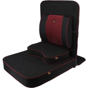 Friends of Meditation Extra Large Meditation Chair | Floor Chair with Back Support | Yoga Chairs for Adults | Portable Folding Chair | Yoga Chair with Cushion & Meditation Block | Black | 24x22 in